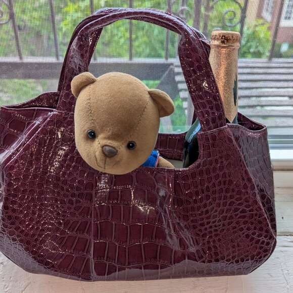 Wine Faux Snakeskin Purse - Picture 6 of 12